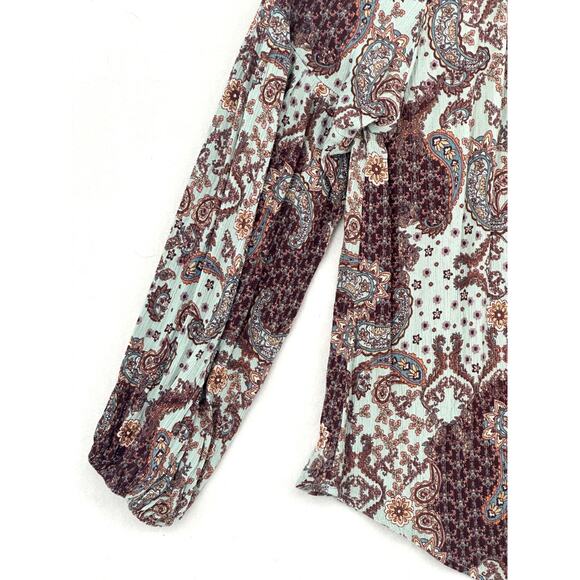 Willow Root Blouse Women s Size L Multi Floral Long Sleeve Tie Detail - Picture 15 of 15